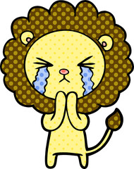 cartoon crying lion praying