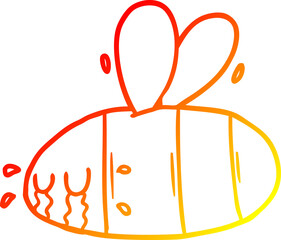 warm gradient line drawing of a cartoon crying bee