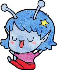 happy alien girl cartoon laughing