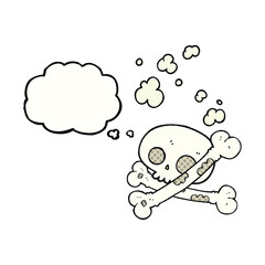 freehand drawn thought bubble cartoon old pile of bones
