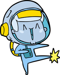 happy cartoon astronaut dancing