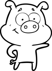 Obraz na płótnie Canvas cartoon pig pointing