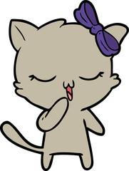 cartoon cat with bow on head