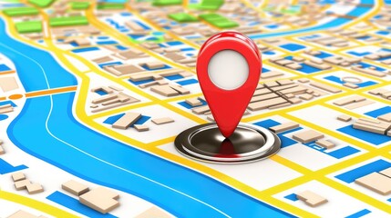 The red GPS marker boldly marks a point of interest amidst the map's intricate details. Its color...