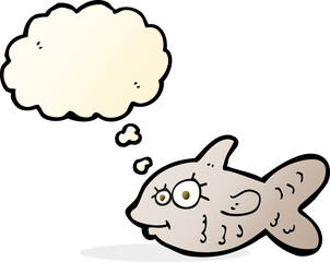 cartoon happy goldfish with thought bubble
