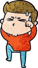 cartoon man sweating