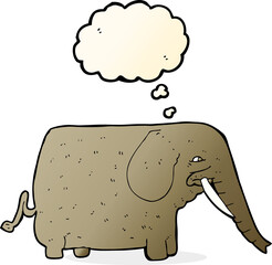 cartoon mammoth with thought bubble
