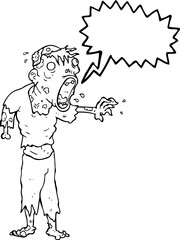 freehand drawn speech bubble cartoon zombie