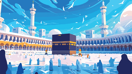 Mabrour islamic pilgrimage kaaba illustration in Ka - obrazy, fototapety, plakaty