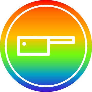 recommend clip art: meat cleaver circular icon with rainbow gradient finish