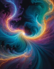 An abstract digital art piece with a swirling vortex of vivid colors, evoking cosmic beauty.