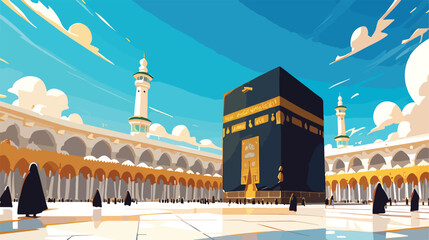 Mabrour islamic pilgrimage kaaba illustration in Ka - obrazy, fototapety, plakaty