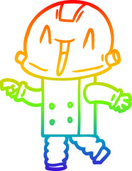 rainbow gradient line drawing of a cartoon robot