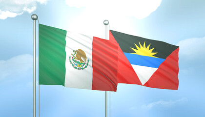 Mexico and Antigua Barbuda Flag Together A Concept of Relations