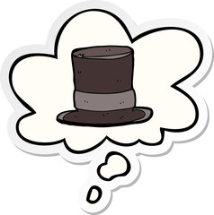 cartoon top hat with thought bubble as a printed sticker