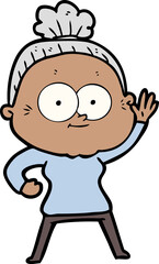 cartoon happy old woman