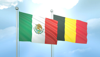 Mexico and Belgium Flag Together A Concept of Relations