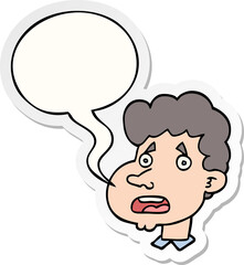 cartoon shocked man with speech bubble sticker