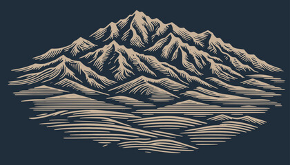 Mountains. Vintage woodcut engraving style vector illustration.