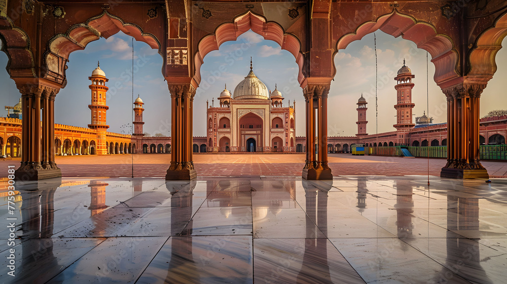 Wall mural mughal era architecture - ancient buildings - red brick structure