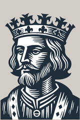 King with a Crown. Vintage woodcut engraving style vector illustration.