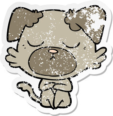 distressed sticker of a cute cartoon dog