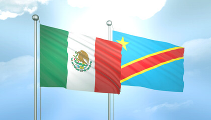 Mexico and Congo democratic Flag Together A Concept of Relations