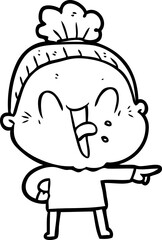 cartoon happy old woman