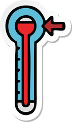 sticker of a cute cartoon glass thermometer