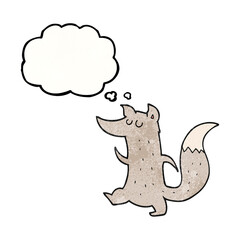 freehand drawn thought bubble textured cartoon cute wolf