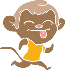 funny flat color style cartoon monkey