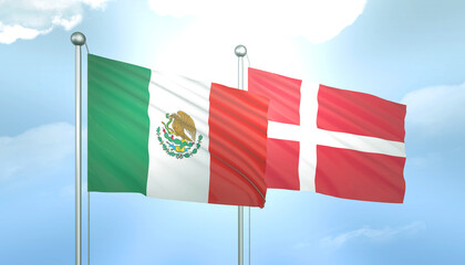 Mexico and Denmark Flag Together A Concept of Relations