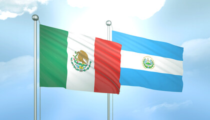 Mexico and El Salvador Flag Together A Concept of Relations