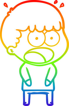 recommend clip art: rainbow gradient line drawing of a cartoon shocked man
