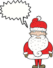 cartoon santa claus with speech bubble