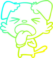 cold gradient line drawing of a cartoon disgusted dog