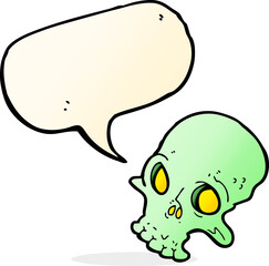 cartoon spooky skull with speech bubble