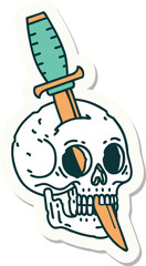 sticker of tattoo in traditional style of a skull