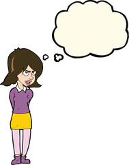 cartoon annoyed woman with thought bubble