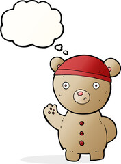 cartoon teddy bear with thought bubble