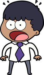 Obraz premium cartoon shocked man in shirt and tie