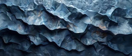 Foto op Aluminium Blue rock wall, outdoors, shiny, dark © antkevyv