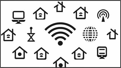 wireless-technology-web-icons-set-vector Illustration