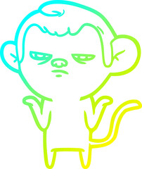 Fototapeta premium cold gradient line drawing of a cartoon monkey
