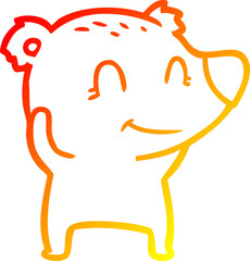 warm gradient line drawing of a smiling polar bear cartoon