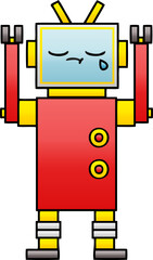 gradient shaded cartoon of a crying robot