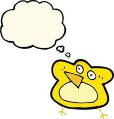 funny cartoon robin with thought bubble