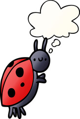 cartoon ladybug with thought bubble in smooth gradient style