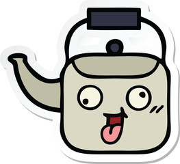 sticker of a cute cartoon kettle