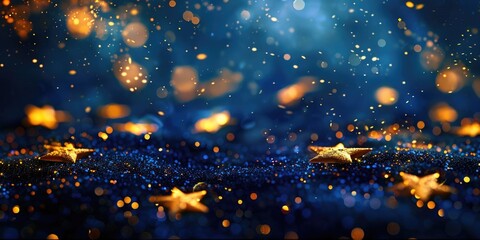 Blue background with gold stars, suitable for various design projects
